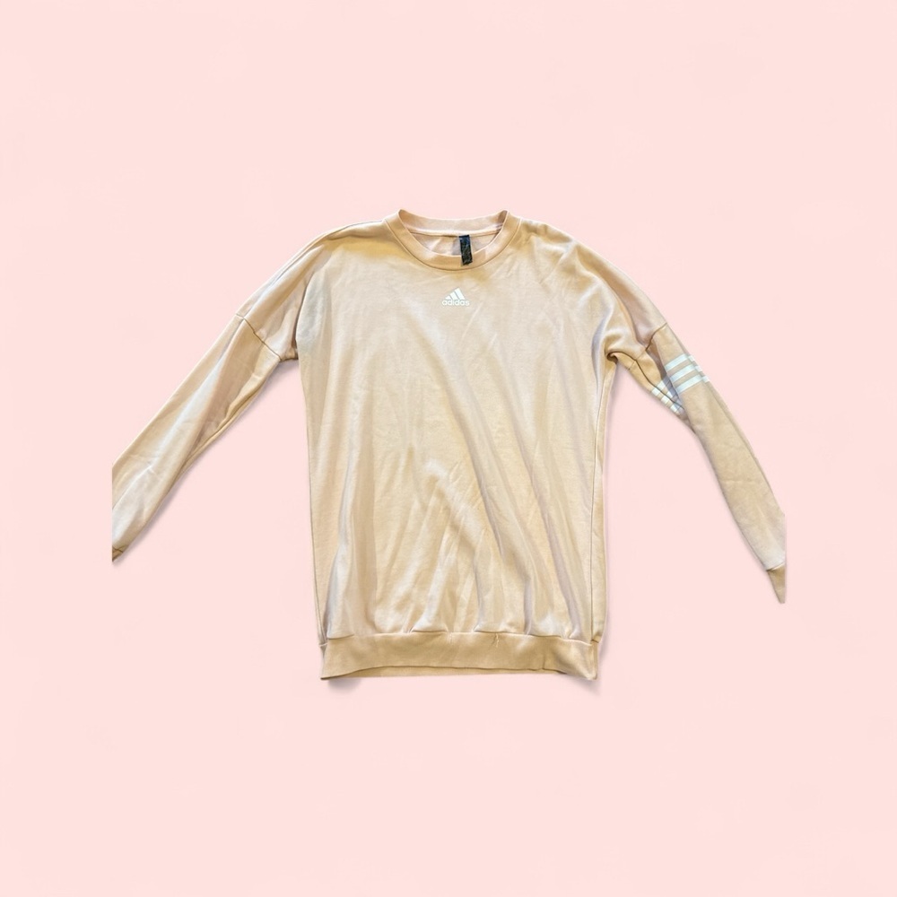 Adidas Tan Crewneck Sweater Soft Knit Casual
